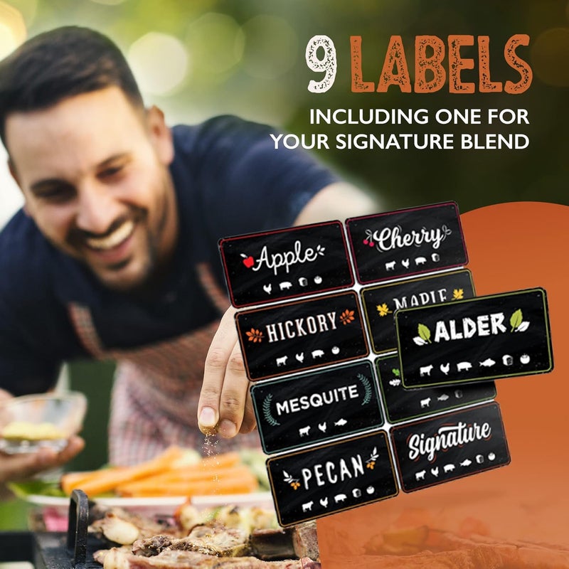 Levain & Co Pellet Hopper Magnet Labels - Flavor Tags for Smoker and Grill - BBQ Smoker Accessories - Set of 9 Magnetic Pellets Markers - Image 3
